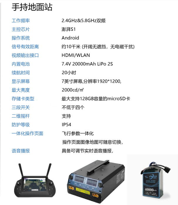 四旋翼无人机D900型技术参数